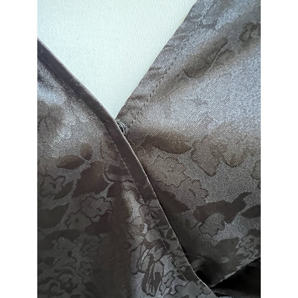Free Press Satin Top Long Puff Sleeve V Neck Peplum Faux Wrap XS Floral Witchy - Picture 3 of 7